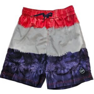 Speedo Boy's Shorts for Swim and Play - Red Gray & Purple w Palm Trees sz XL